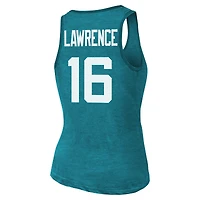 Women's Majestic Threads Trevor Lawrence Teal Jacksonville Jaguars Name & Number Tri-Blend Tank Top