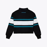 Women's Mitchell & Ness  Black Jacksonville Jaguars Throwback Cropped Long Sleeve Rugby Polo