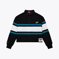 Polo de rugby court à manches longues Mitchell & Ness noir Jacksonville Jaguars pour femme