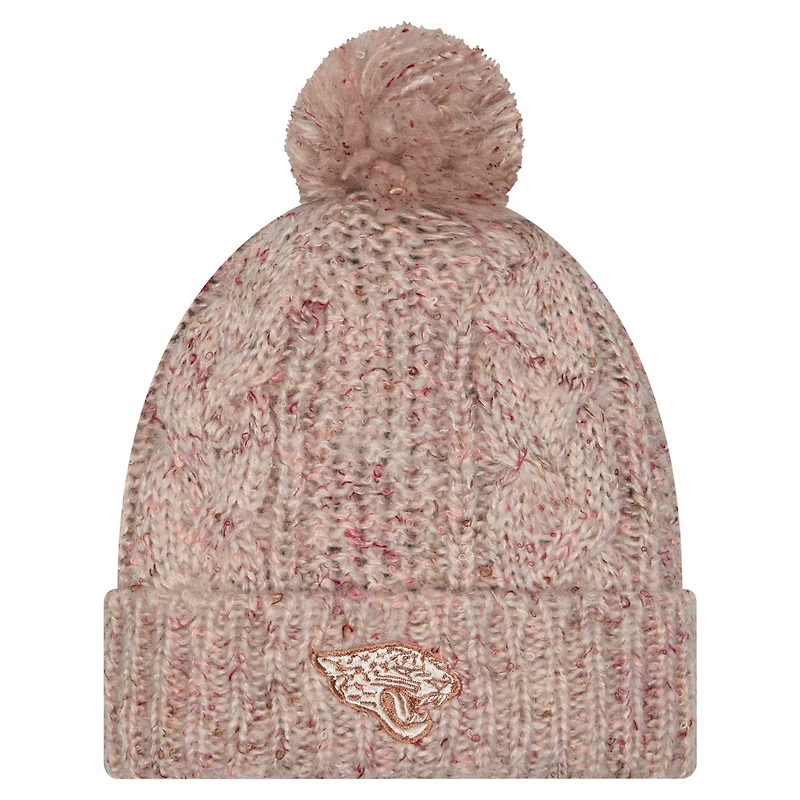 Bonnet tricoté à revers tendance avec pompon pour femme New Era Stone Jacksonville Jaguars