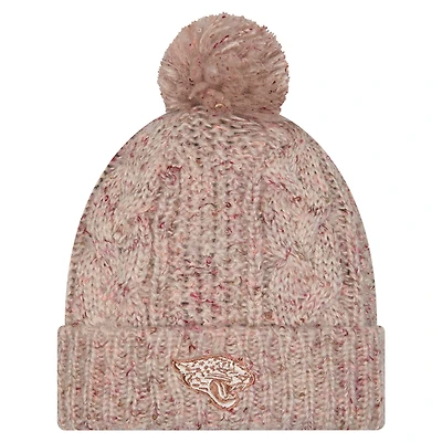 Bonnet tricoté à revers tendance avec pompon pour femme New Era Stone Jacksonville Jaguars