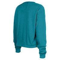Women's New Era  Teal Jacksonville Jaguars Sport Night Thermal Long Sleeve Cropped T-Shirt