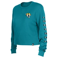 T-shirt court thermique à manches longues Jacksonville Jaguars de New Era pour femme, bleu sarcelle