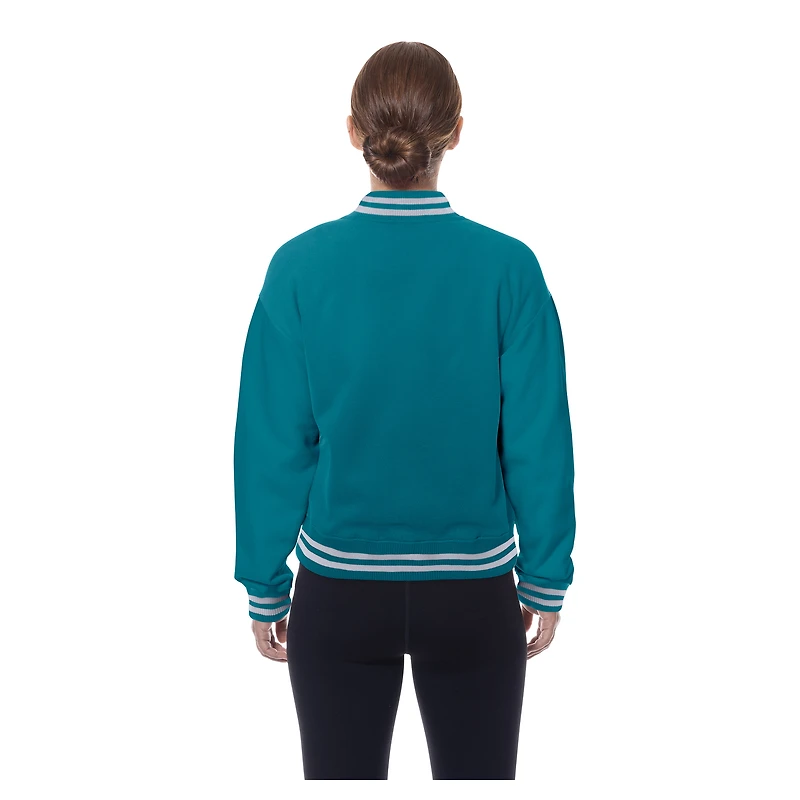 Women's New Era  Teal Jacksonville Jaguars Throwback Fleece Full-Snap Jacket