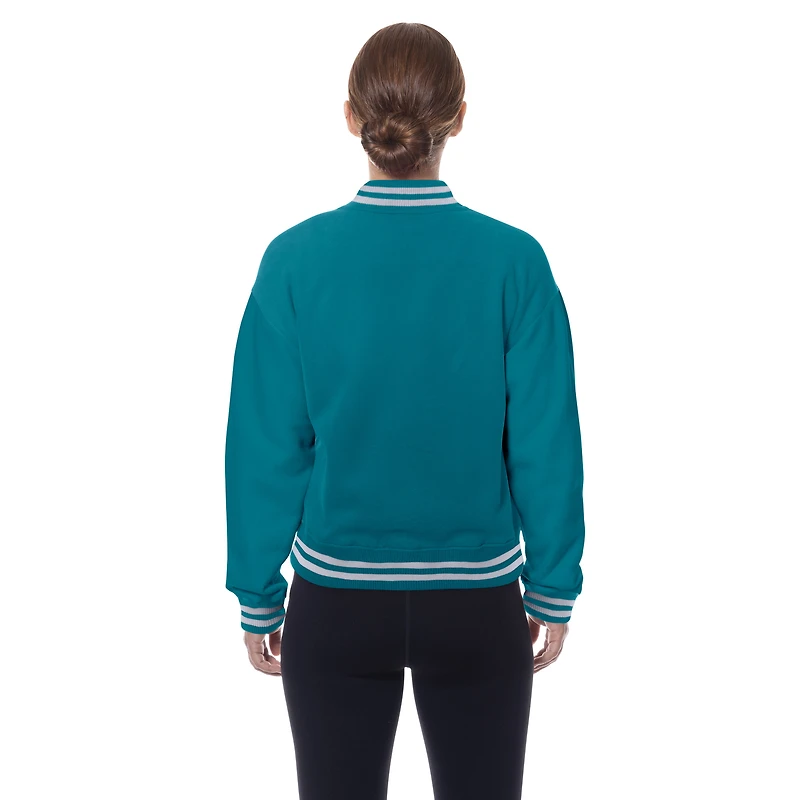 Veste polaire à boutons-pression Jacksonville Jaguars bleu sarcelle New Era pour femme