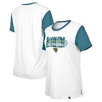 T-shirt 3rd Down Jacksonville Jaguars New Era blanc/bleu sarcelle pour femme