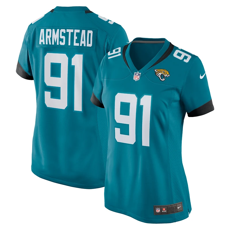Maillot de match l'équipe Nike Arik Armstead des Jacksonville Jaguars pour femme, bleu sarcelle