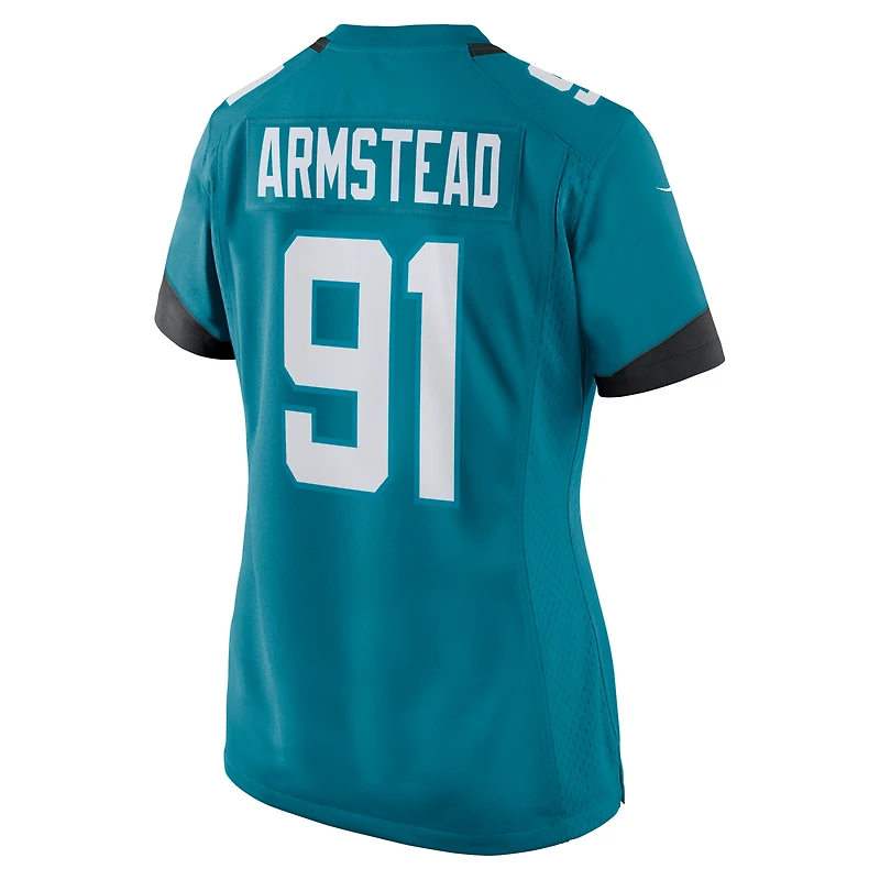 Maillot de match l'équipe Nike Arik Armstead des Jacksonville Jaguars pour femme, bleu sarcelle