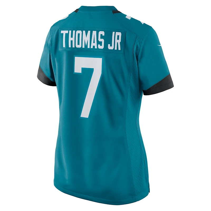 Maillot de match Nike Brian Thomas Jr. pour femme, bleu sarcelle, Jacksonville Jaguars
