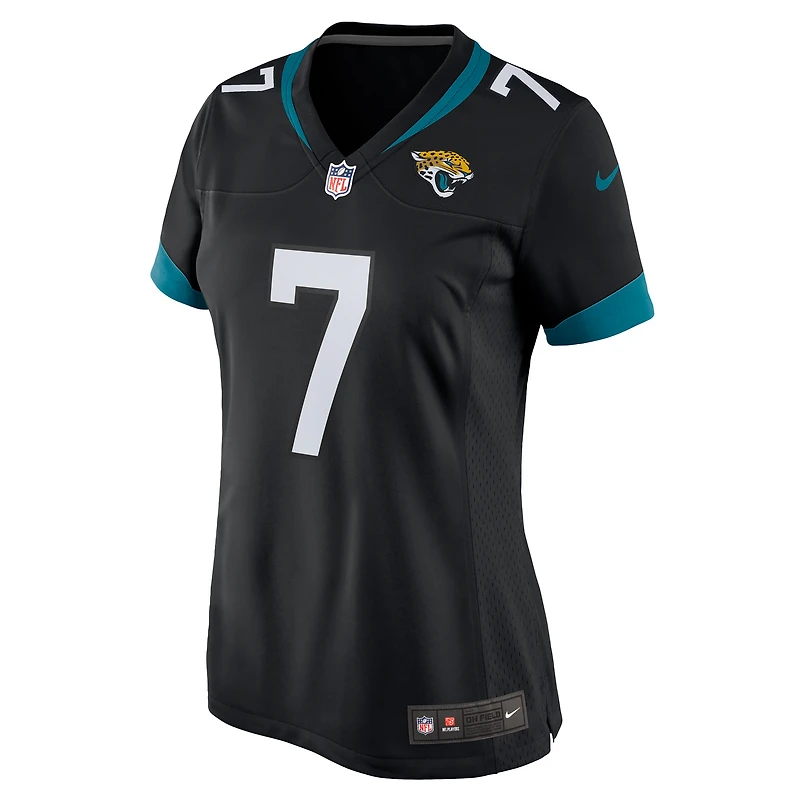 Maillot de match joueur retraité alternatif des Jacksonville Jaguars Nike Byron Leftwich noir pour femme