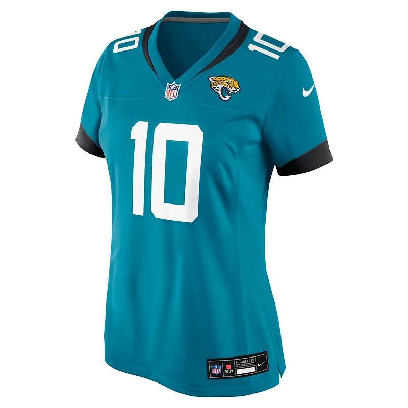 Maillot de match Nike Carter Bradley bleu sarcelle des Jaguars Jacksonville pour femmes