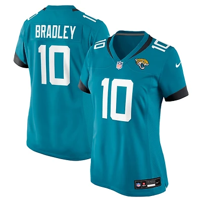 Maillot de match Nike Carter Bradley bleu sarcelle des Jaguars Jacksonville pour femmes