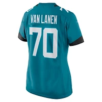Maillot Nike Cole Van Lanen pour femme, joueur de jeu des Jacksonville Jaguars, bleu sarcelle