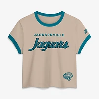 Women's Nike Cream Jacksonville Jaguars Rewind Ringer Mod Cropped T-Shirt