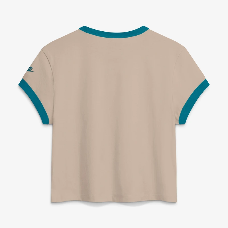 Women's Nike Cream Jacksonville Jaguars Rewind Ringer Mod Cropped T-Shirt