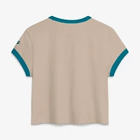 Women's Nike Cream Jacksonville Jaguars Rewind Ringer Mod Cropped T-Shirt