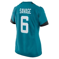 Maillot de match l'équipe des Jacksonville Jaguars Nike Darnell Savage pour femme, bleu sarcelle