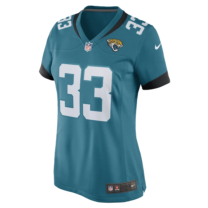 Maillot de match joueur Nike Devin Lloyd des Jacksonville Jaguars pour femme, bleu sarcelle