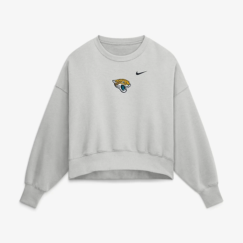 Sweat-shirt polaire surdimensionné Nike Primetime Phoenix gris pour femme, des Jaguars de Jacksonville