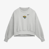 Sweat-shirt polaire surdimensionné Nike Primetime Phoenix gris pour femme, des Jaguars de Jacksonville