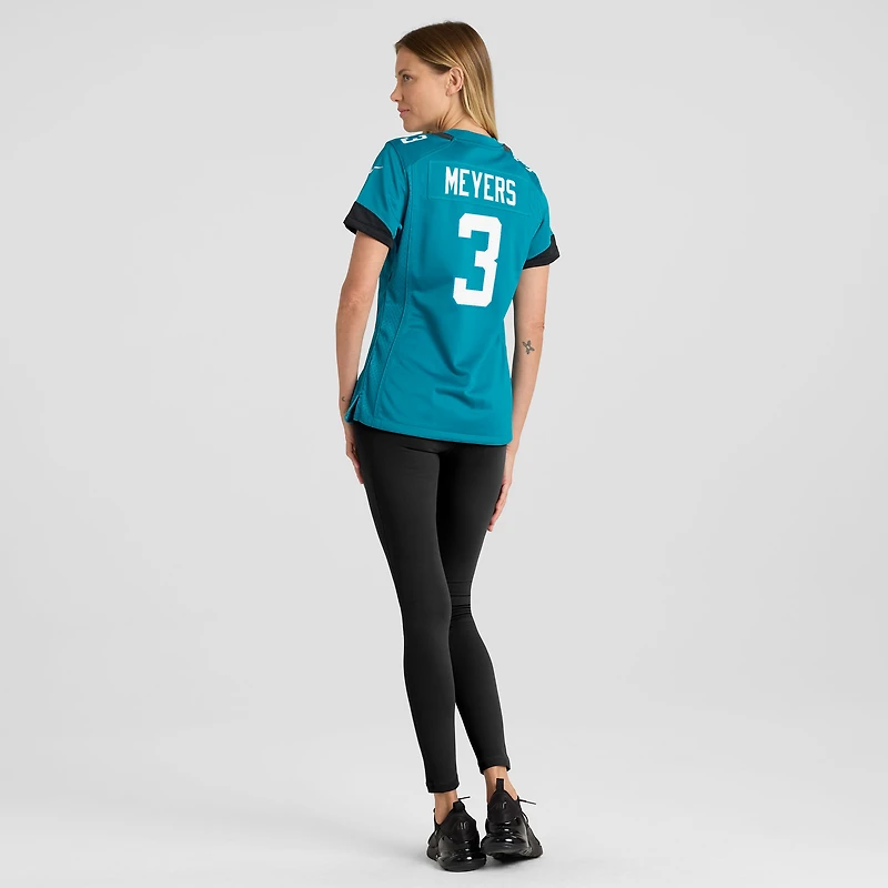 Maillot de match Nike Jakobi Meyers turquoise des Jaguars Jacksonville pour femmes