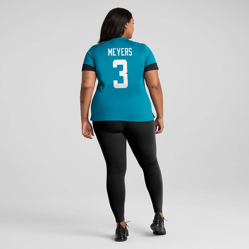 Maillot de match Nike Jakobi Meyers turquoise des Jaguars Jacksonville pour femmes