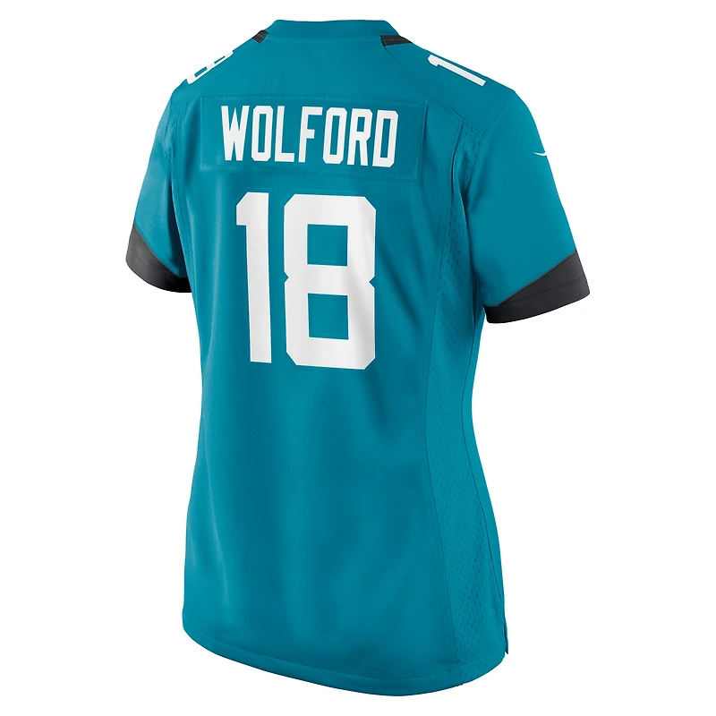 Maillot de match Nike John Wolford Teal Jacksonville Jaguars Team Game pour femme
