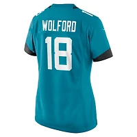 Maillot de match Nike John Wolford Teal Jacksonville Jaguars Team Game pour femme