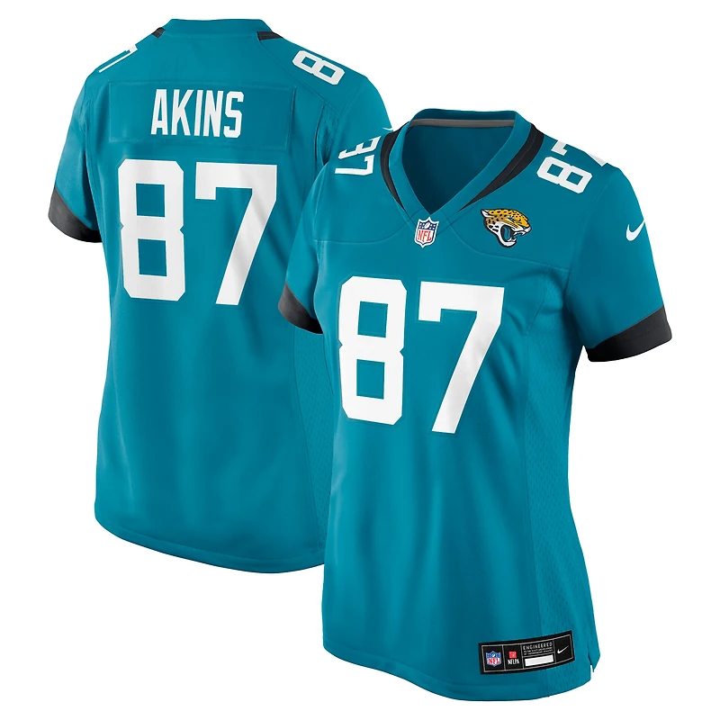 Women's Nike Jordan Akins Teal Jacksonville Jaguars Team Game Jersey