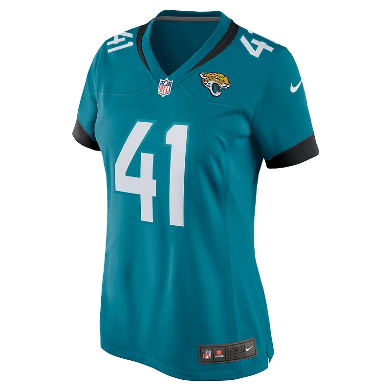 Maillot de match joueur des Jacksonville Jaguars Nike Josh Hines-Allen pour femme, bleu sarcelle