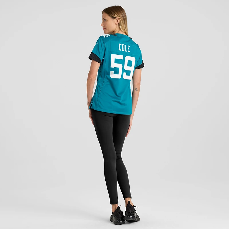 Maillot de match Nike Myles Cole Teal Jacksonville Jaguars pour femme