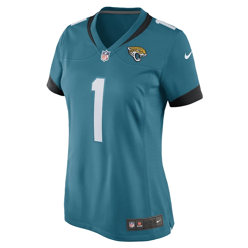 Maillot de match Nike numéro 1 Mom Sarcelle des Jacksonville Jaguars pour femme