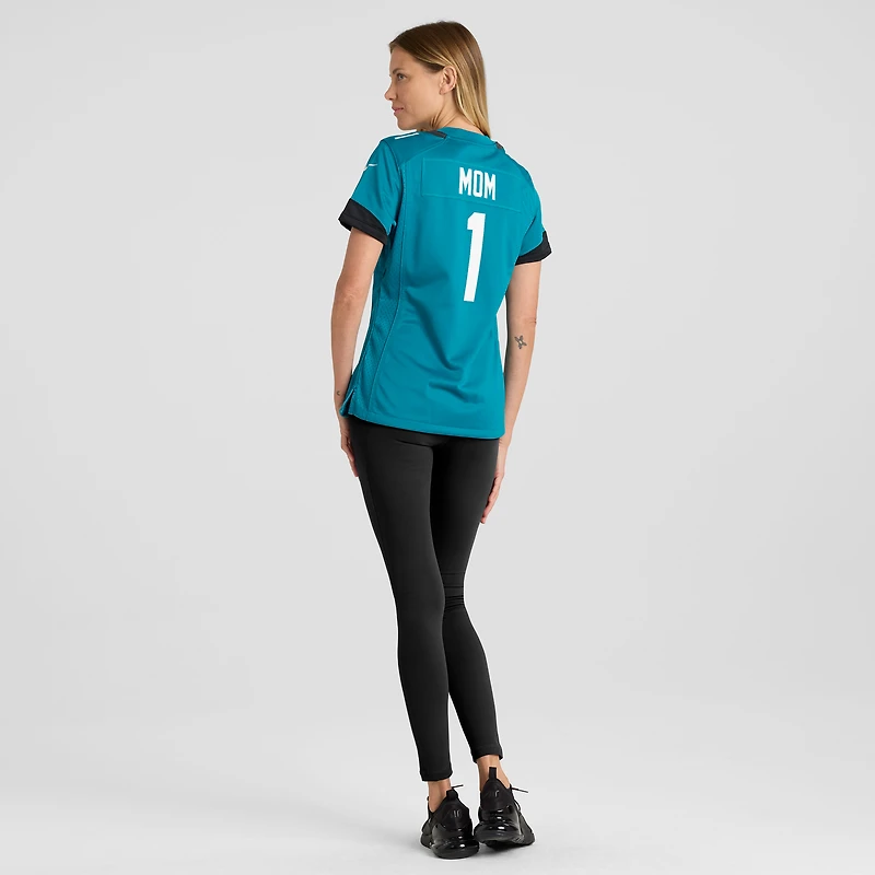 Maillot de match Nike numéro 1 Mom Sarcelle des Jacksonville Jaguars pour femme