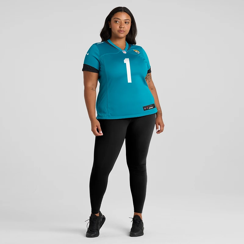 Maillot de match Nike numéro 1 Mom Sarcelle des Jacksonville Jaguars pour femme