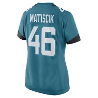 Maillot de match Nike Ross Matiscik des Jacksonville Jaguars pour femme, bleu sarcelle