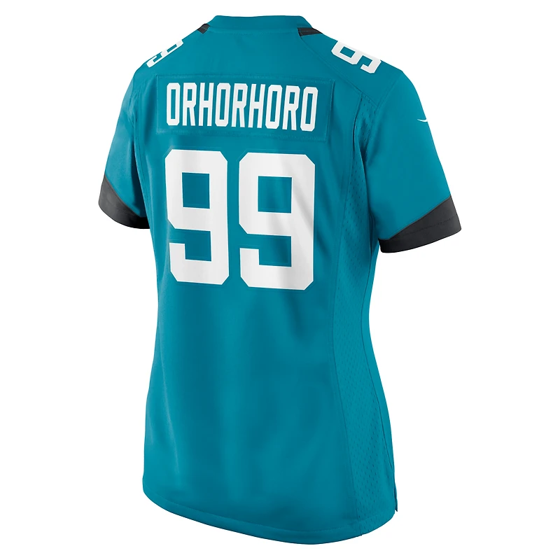 Maillot de match Nike Ruke Orhorhoro Teal des Jaguars Jacksonville pour femmes