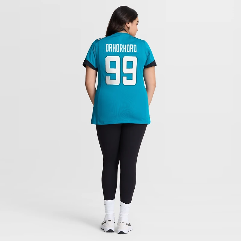 Maillot de match Nike Ruke Orhorhoro Teal des Jaguars Jacksonville pour femmes