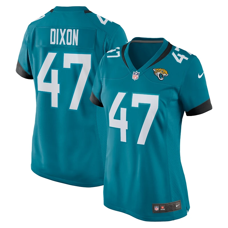 Maillot de joueur jeu des Jacksonville Jaguars Nike pour femme, bleu sarcelle, De'Shaan Dixon