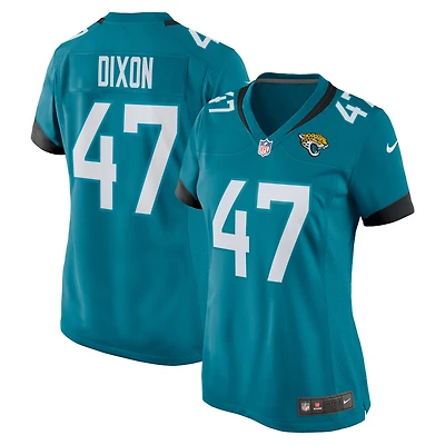 Maillot de joueur jeu des Jacksonville Jaguars Nike pour femme, bleu sarcelle, De'Shaan Dixon