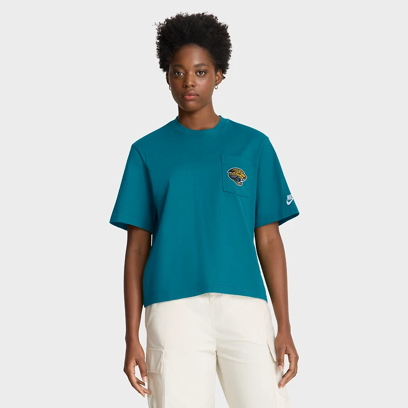 Women's Nike Teal Jacksonville Jaguars Rewind Pocket Boxy T-Shirt