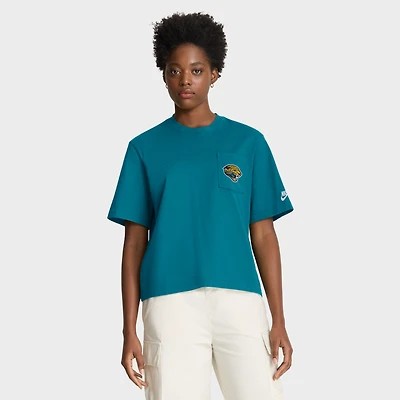 Women's Nike Teal Jacksonville Jaguars Rewind Pocket Boxy T-Shirt