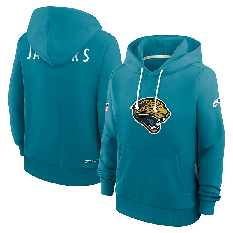 Women's Nike Teal Jacksonville Jaguars Throwback Sideline Standard Issue Dri-FIT Hoodie