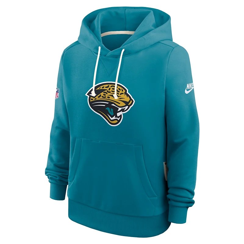 Women's Nike Teal Jacksonville Jaguars Throwback Sideline Standard Issue Dri-FIT Hoodie
