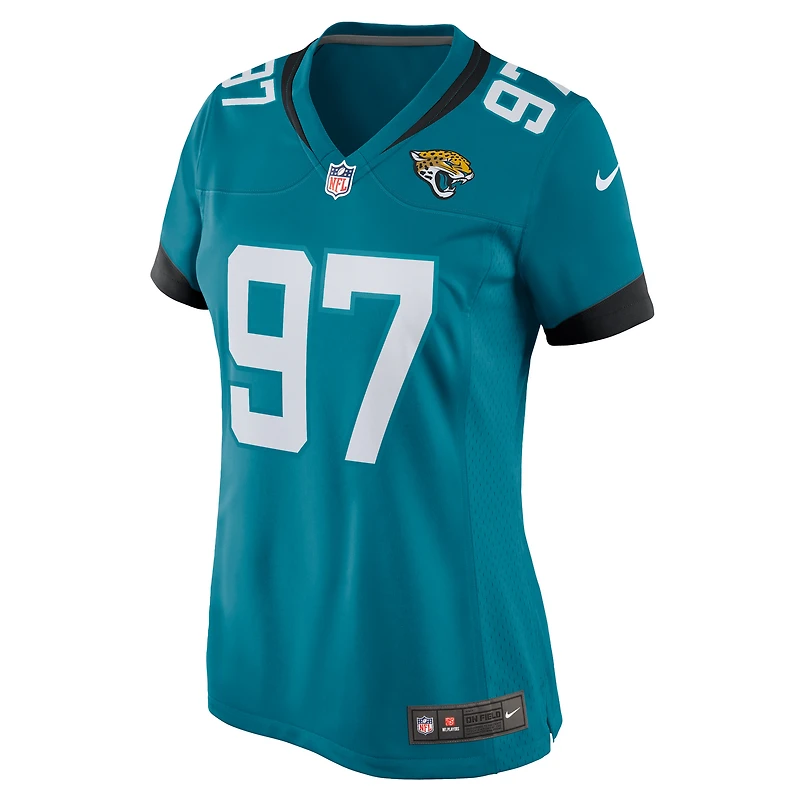 Maillot Nike Tommy Togiai pour femme, bleu sarcelle, Jacksonville Jaguars Team Game