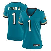 Maillot Nike Travis Etienne Jr pour femme, bleu sarcelle, Jacksonville Jaguars Prowler Throwback Game