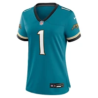 Maillot Nike Travis Etienne Jr pour femme, bleu sarcelle, Jacksonville Jaguars Prowler Throwback Game