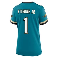 Maillot Nike Travis Etienne Jr pour femme, bleu sarcelle, Jacksonville Jaguars Prowler Throwback Game