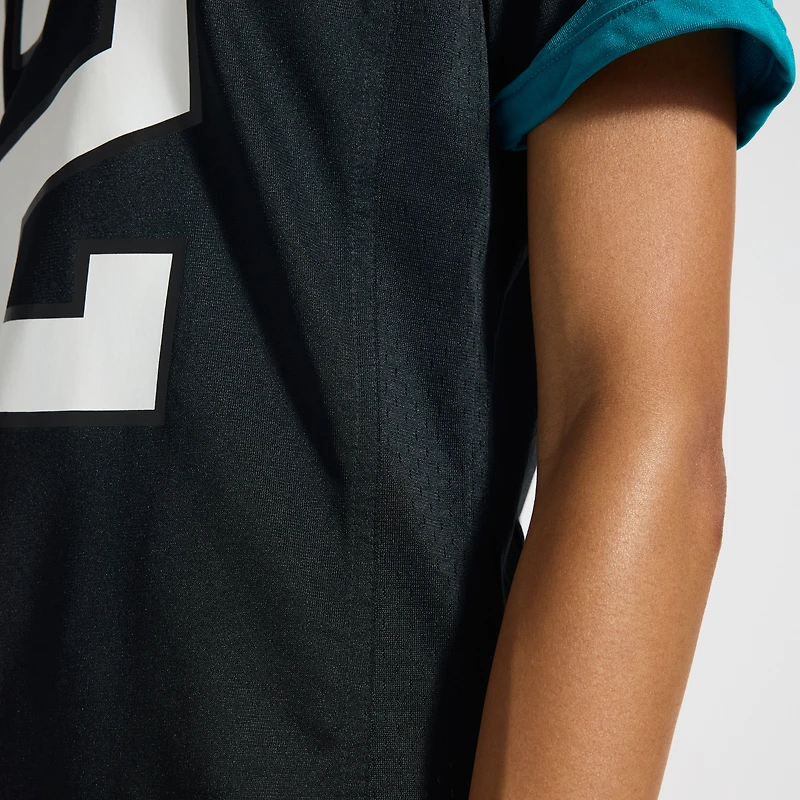 Maillot Nike Travis Hunter Teal Jacksonville Jaguars 2025 NFL Draft First Round Pick Team Game Player pour femme