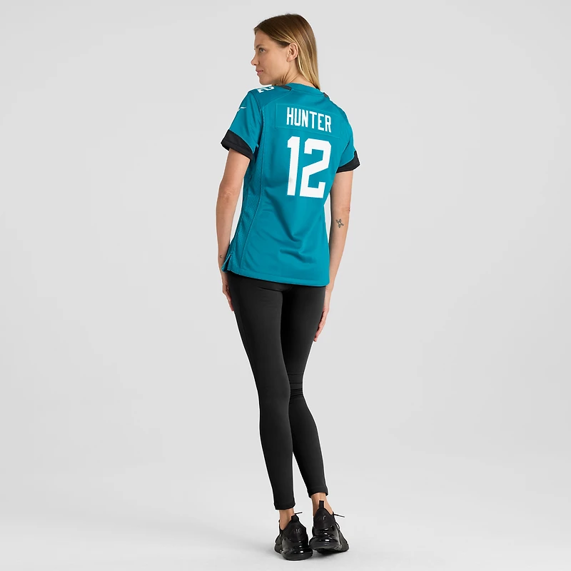 Maillot Nike Travis Hunter Teal Jacksonville Jaguars 2025 NFL Draft First Round Pick Team Game Player pour femme