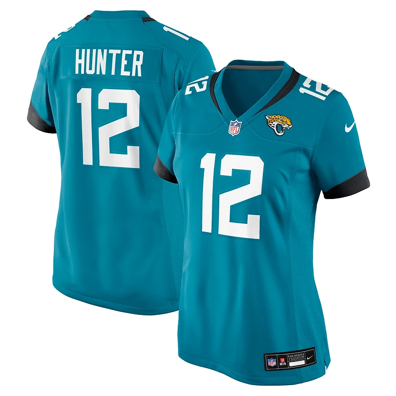 Maillot Nike Travis Hunter Teal Jacksonville Jaguars 2025 NFL Draft First Round Pick Team Game Player pour femme